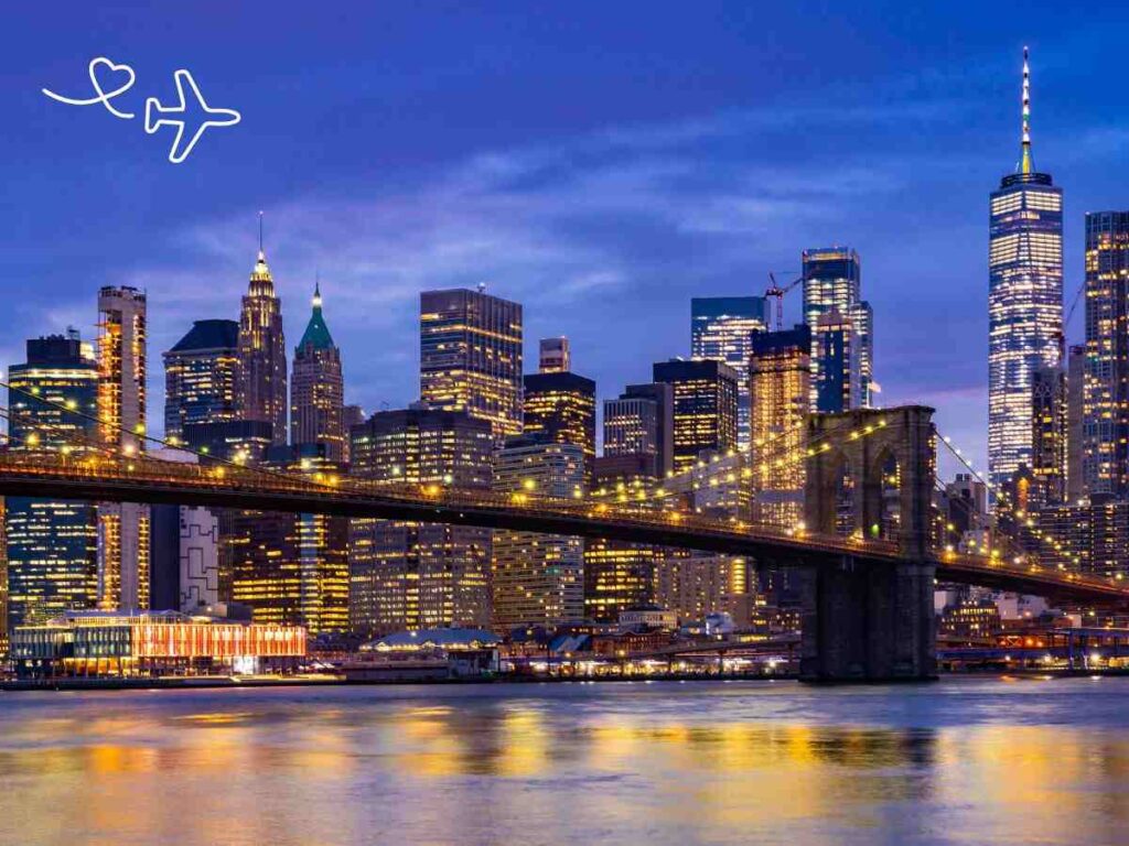 veduta notturna di New York