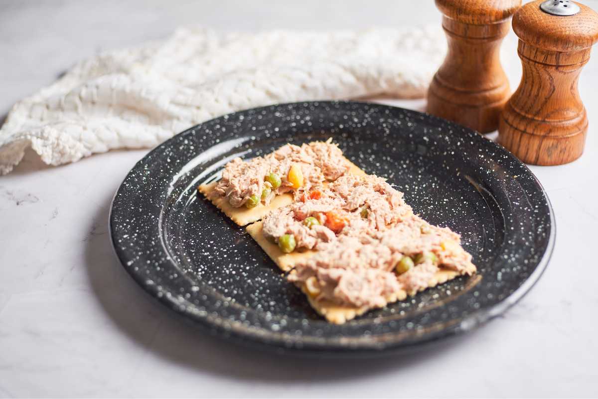 tonno in scatola e crackers