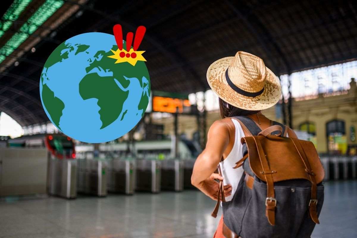Ragazza in aeroporto pronto a partire