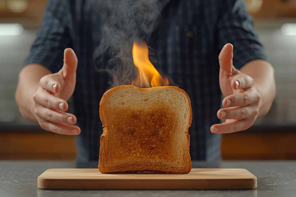 toast che va in fiamme