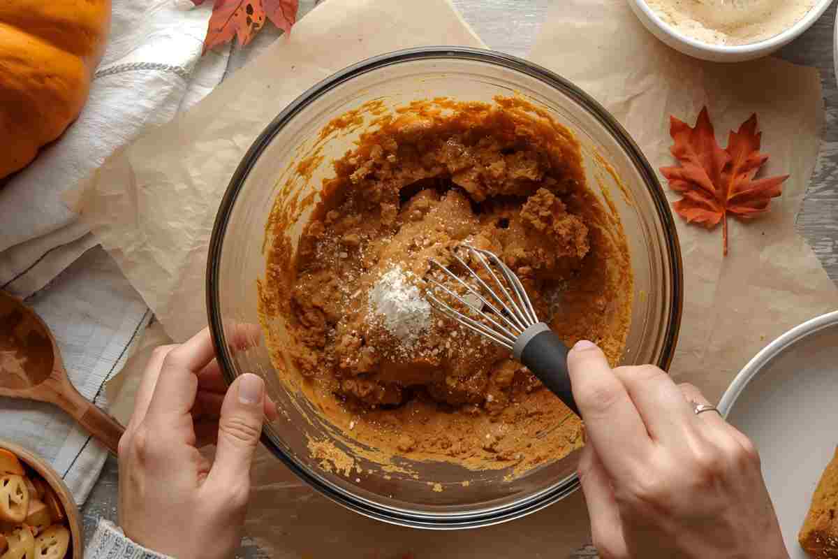 donna prepara l'impasto del pane alla zucca