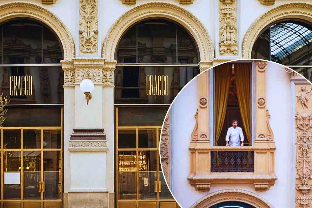 Carlo Cracco affacciato alla finestra del suo locale