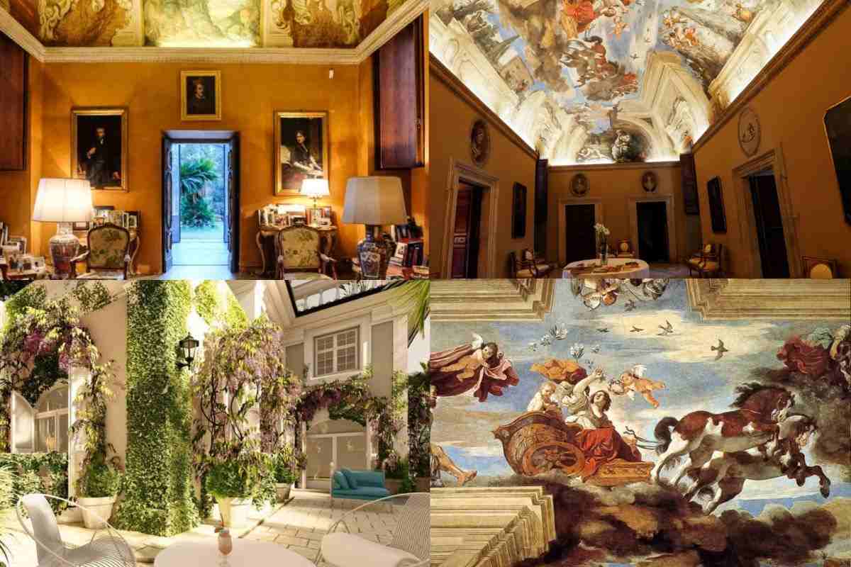 Gli interni della villa con gli affreschi